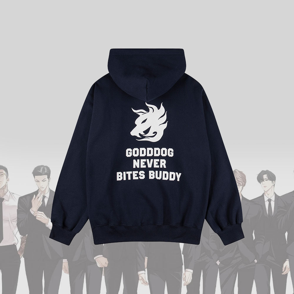Lookism GODDDOG Logo Fleece Hoodie -Korean Webtoon Pullover Sweatshirt -Unisex Streetwear