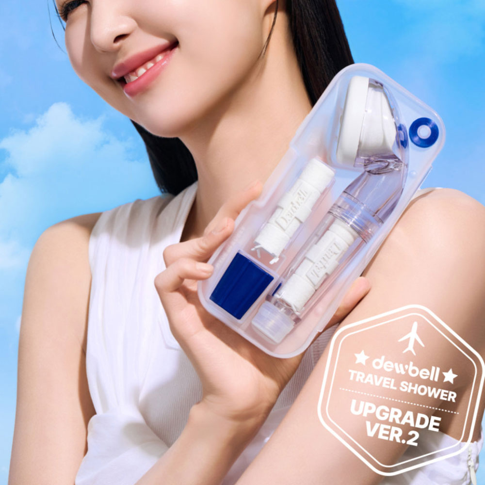 Dewbell Travel Kit Portable Showerhead with Replaceable Filter - Rust Removing, Hard water filter