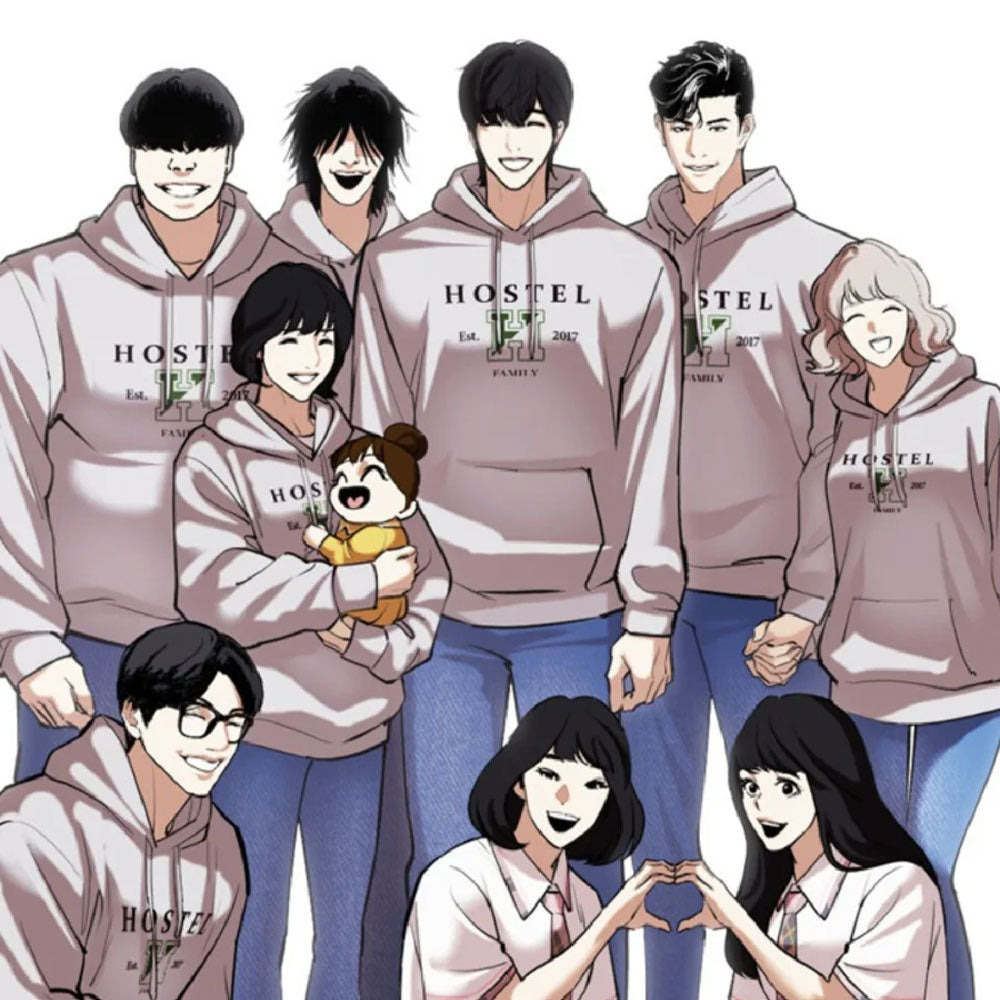 Lookism Hostel Family Hoodie – Korean Webtoon Character Group Pullover Sweatshirt – Unisex Streetwear