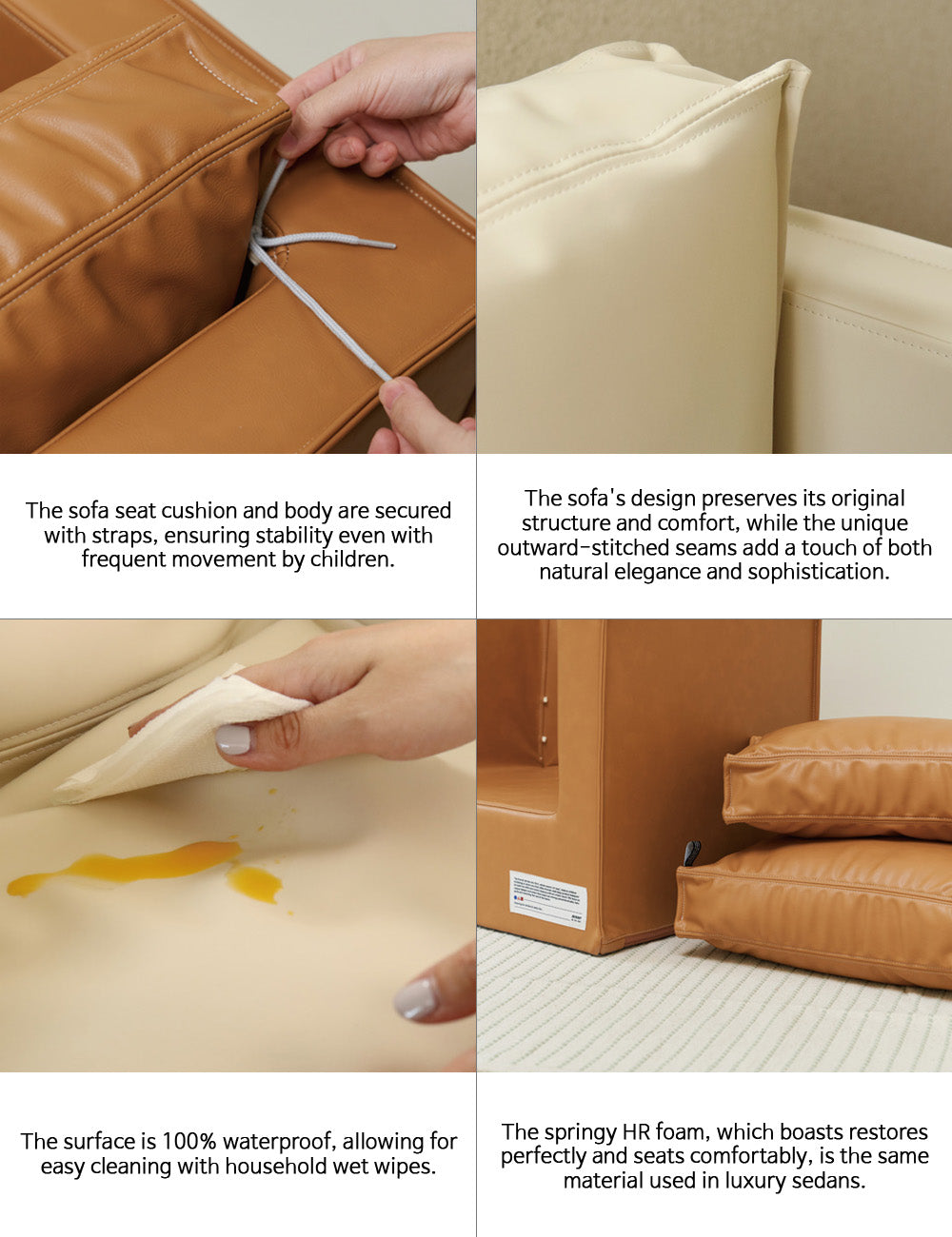 Jeu d'art Korean Sofa for Children Chestnut