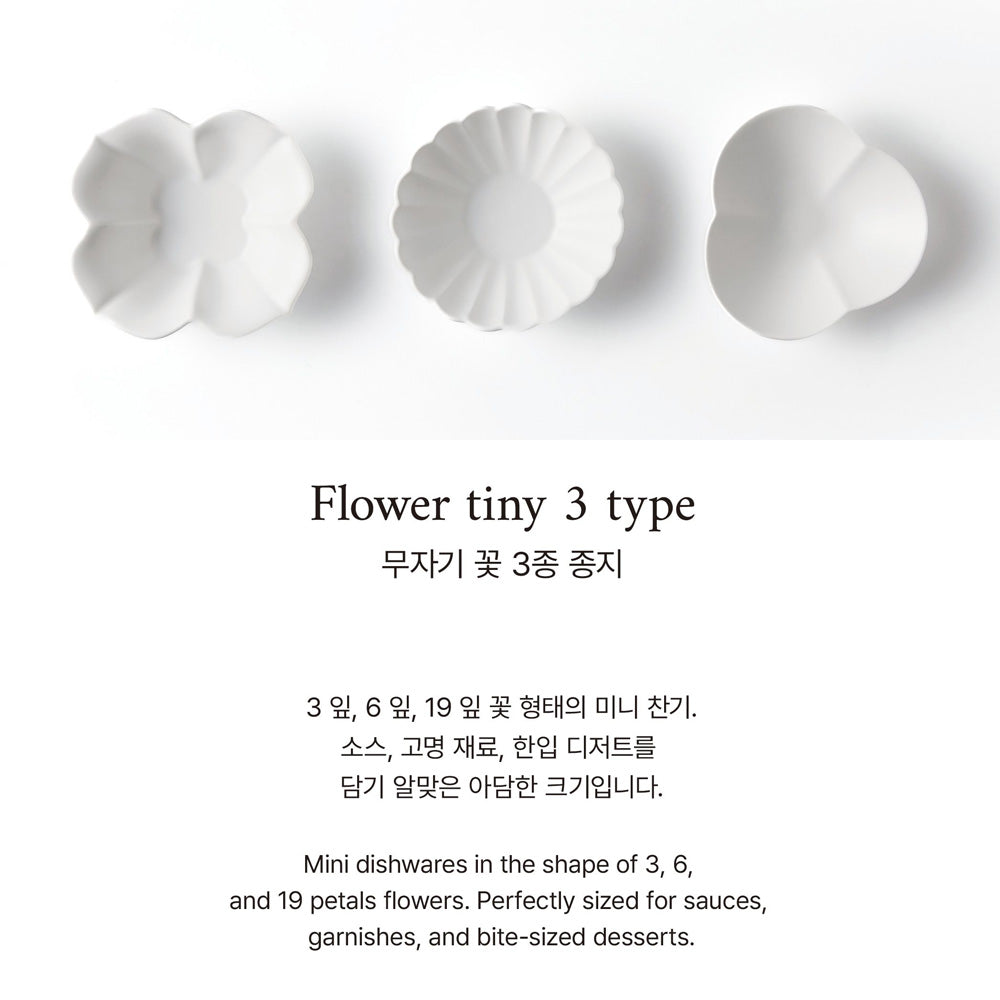 MUJAGI Korean ceramic dinnerware 3-Piece Flower Sauce Dish Set
