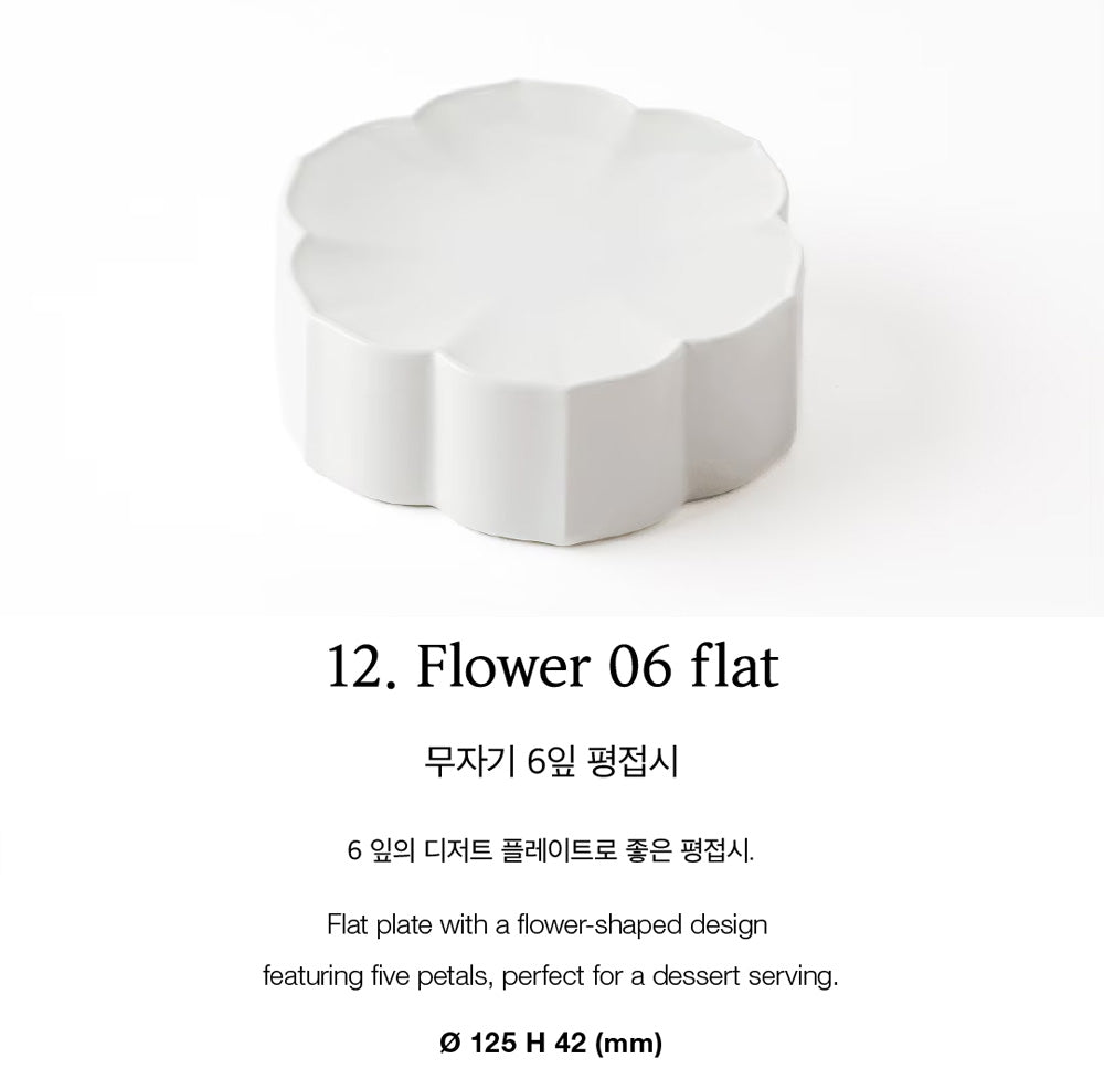 MUJAGI Korean Dinnerware Six-Petal Footed Plate