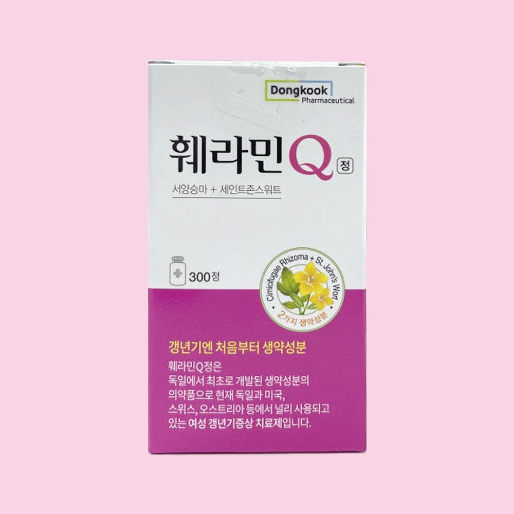 FeraminQ 300 Tablets Dongkook Pharmaceutical box with Cimicifugae Rhizoma and St. John's Wort label