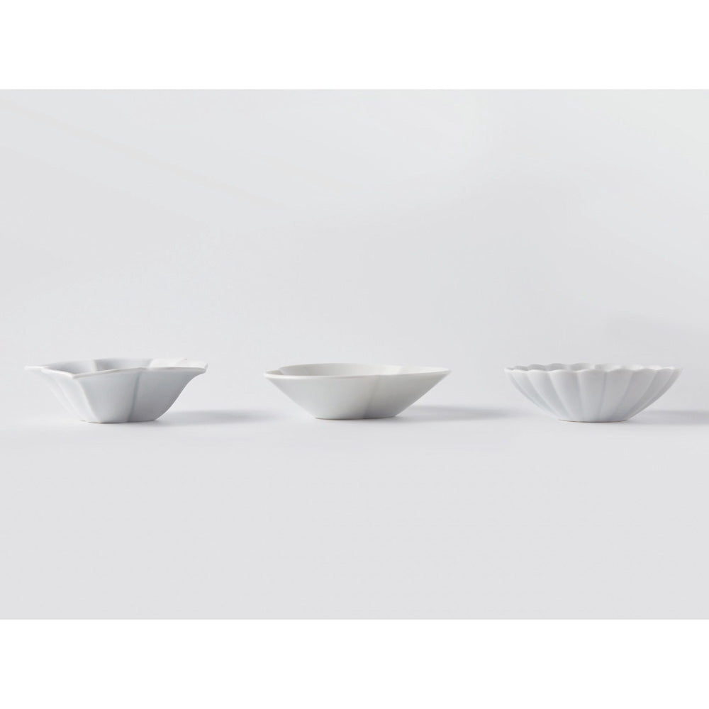 MUJAGI Korean ceramic dinnerware 3-Piece Flower Sauce Dish Set