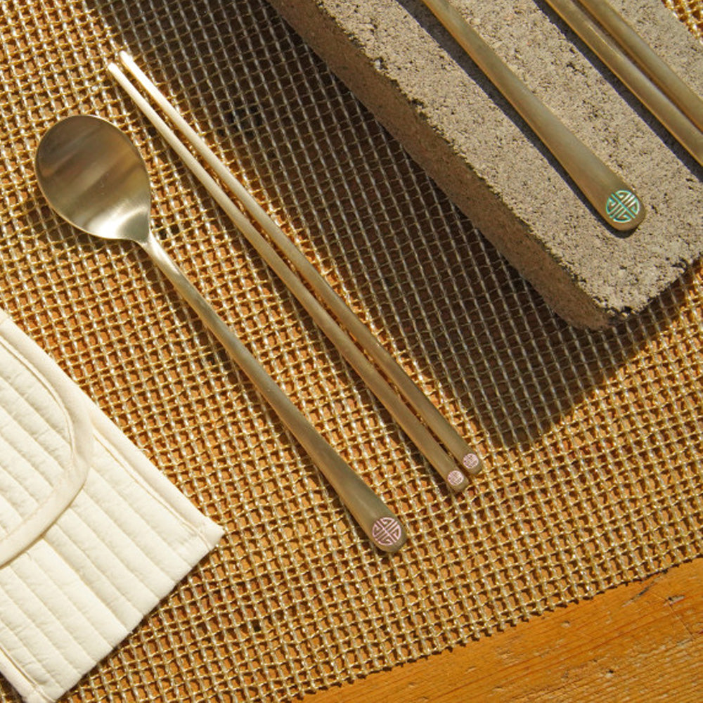 NOTDAM Bangjja Yugi Korean Flatware Set for 2 – Yeonriji Spoon & Chopstick Couple Set