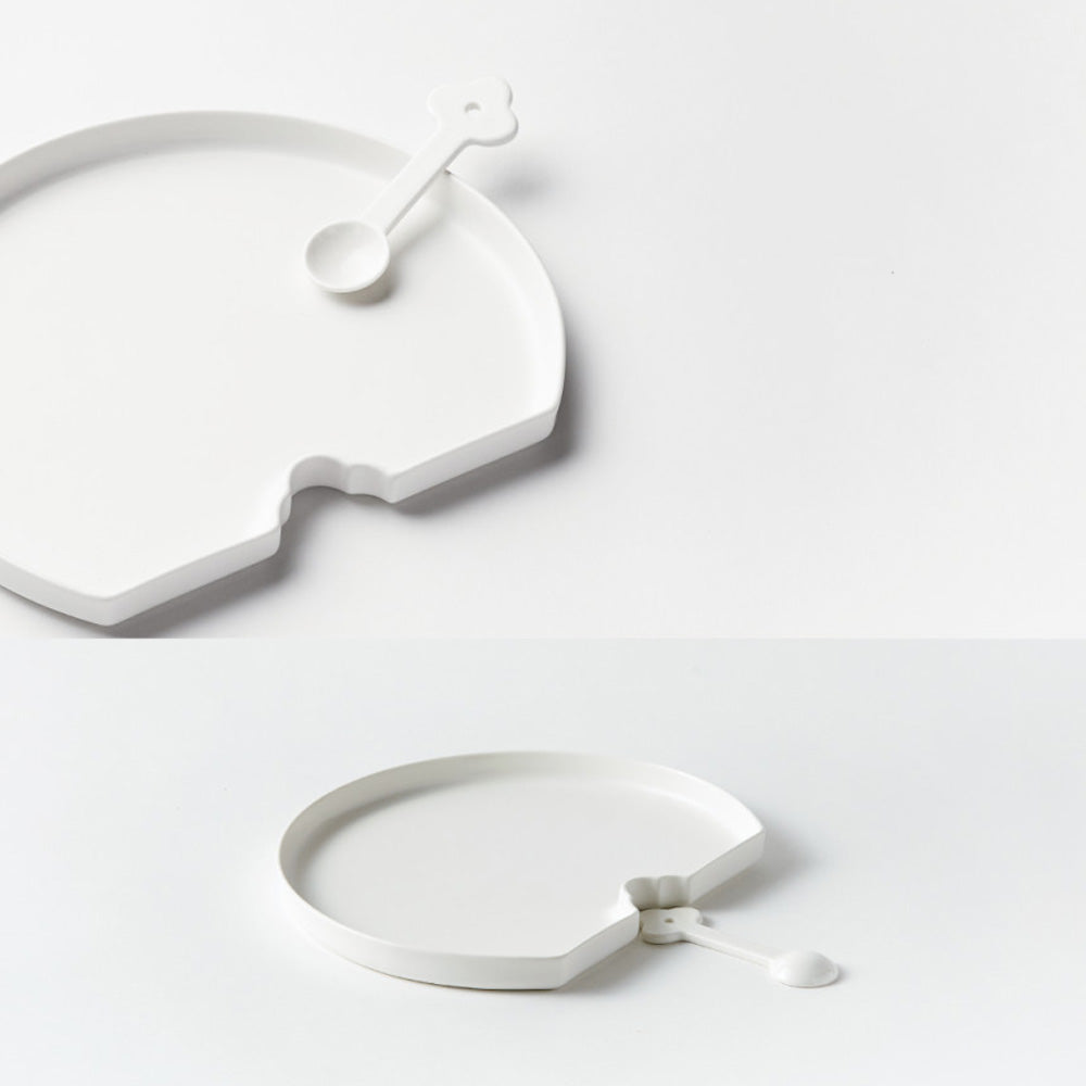 MUJAGI Korean Ceramic Dinnerware Fan-Shaped Spoon