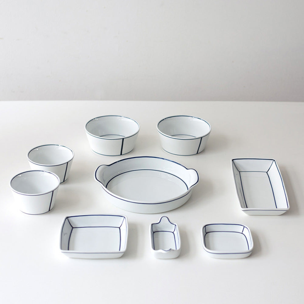 Kim Seok Binn Korean Dinnerware - Blue Line 2-Person Set B (Round Rice & Soup Bowls)