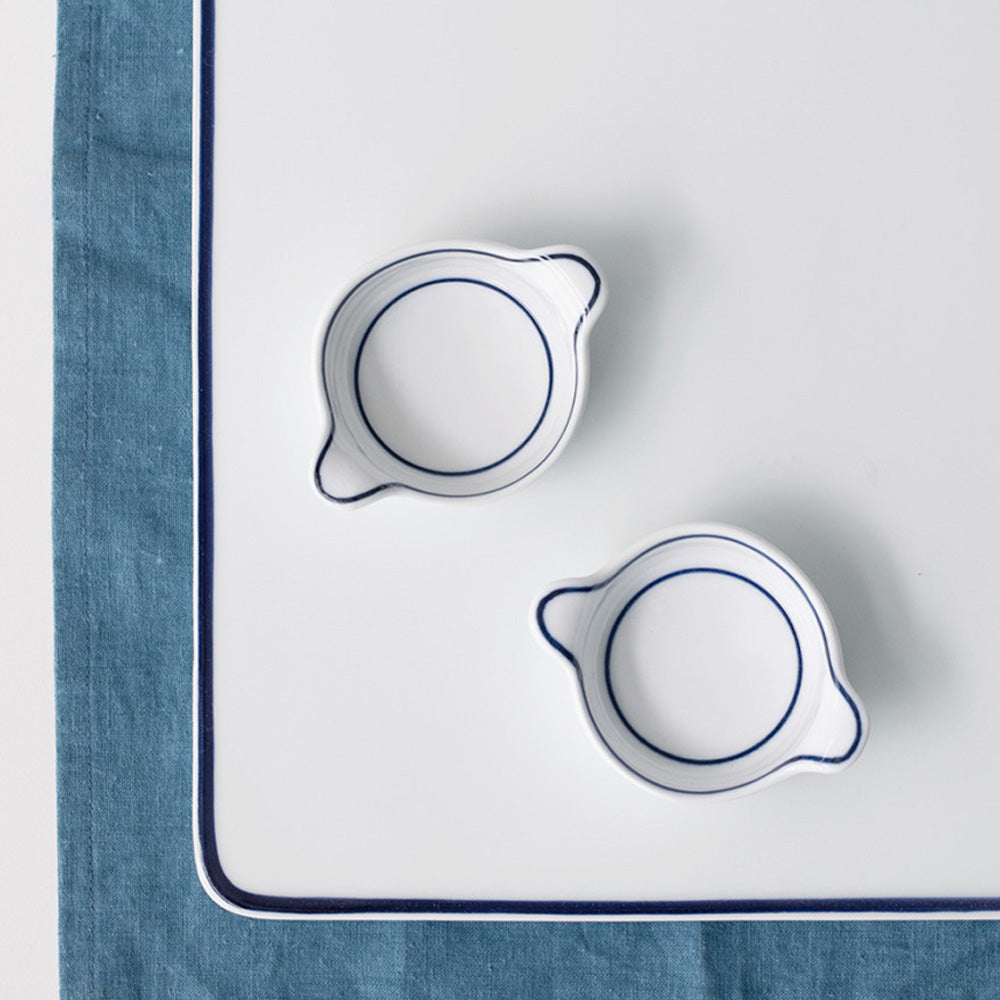Kim Seok Binn Korean Dinnerware - Blue Line Round Sauce Dish with Handle