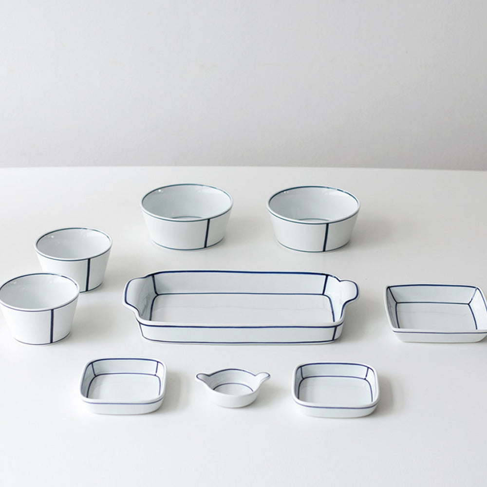 Kim Seok Binn Korean Dinnerware - Blue Line 2-Person Set A (Round Rice & Soup Bowls)