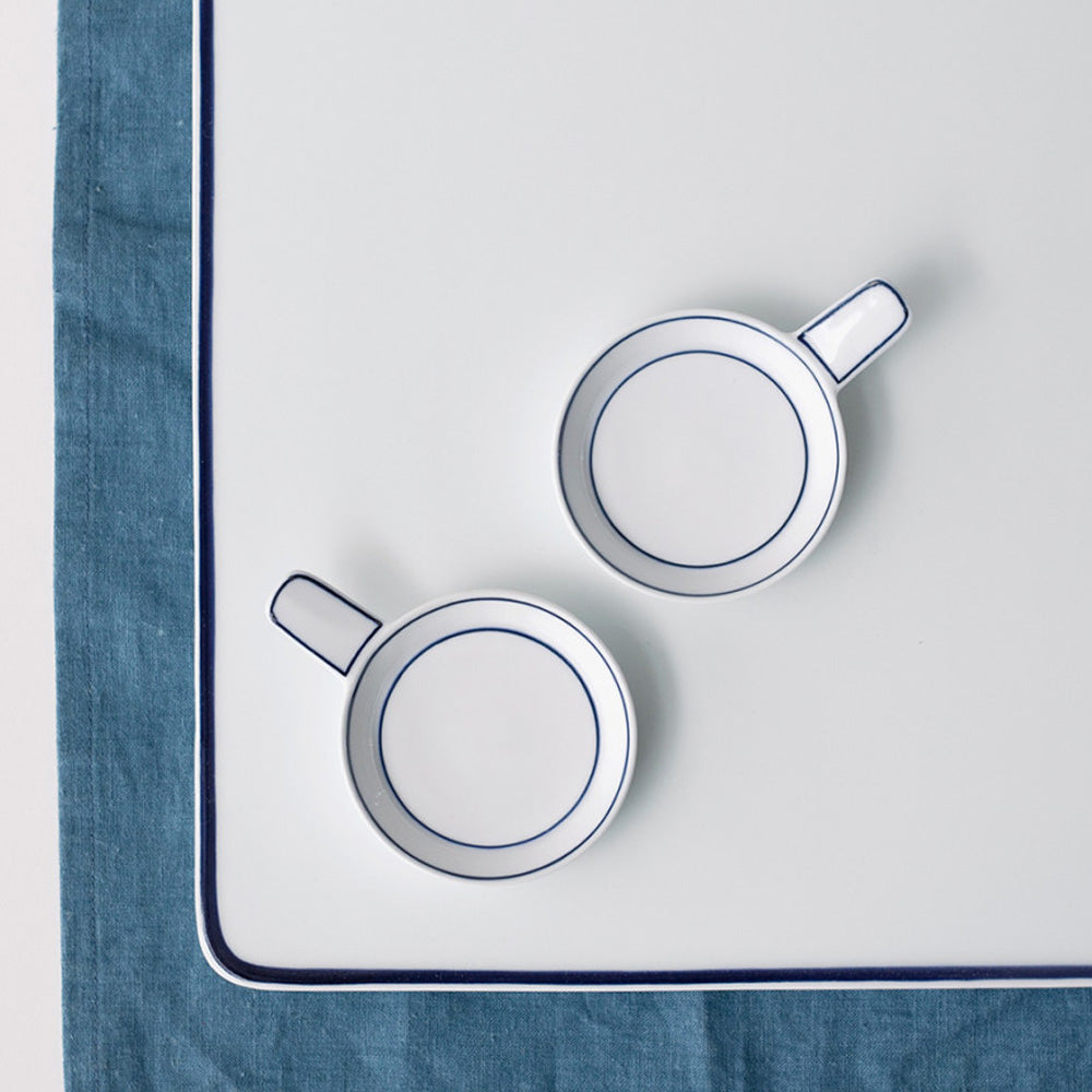 Kim Seok Binn Korean Dinnerware - Blue Line Mini Sauce Dish Pan-Shaped