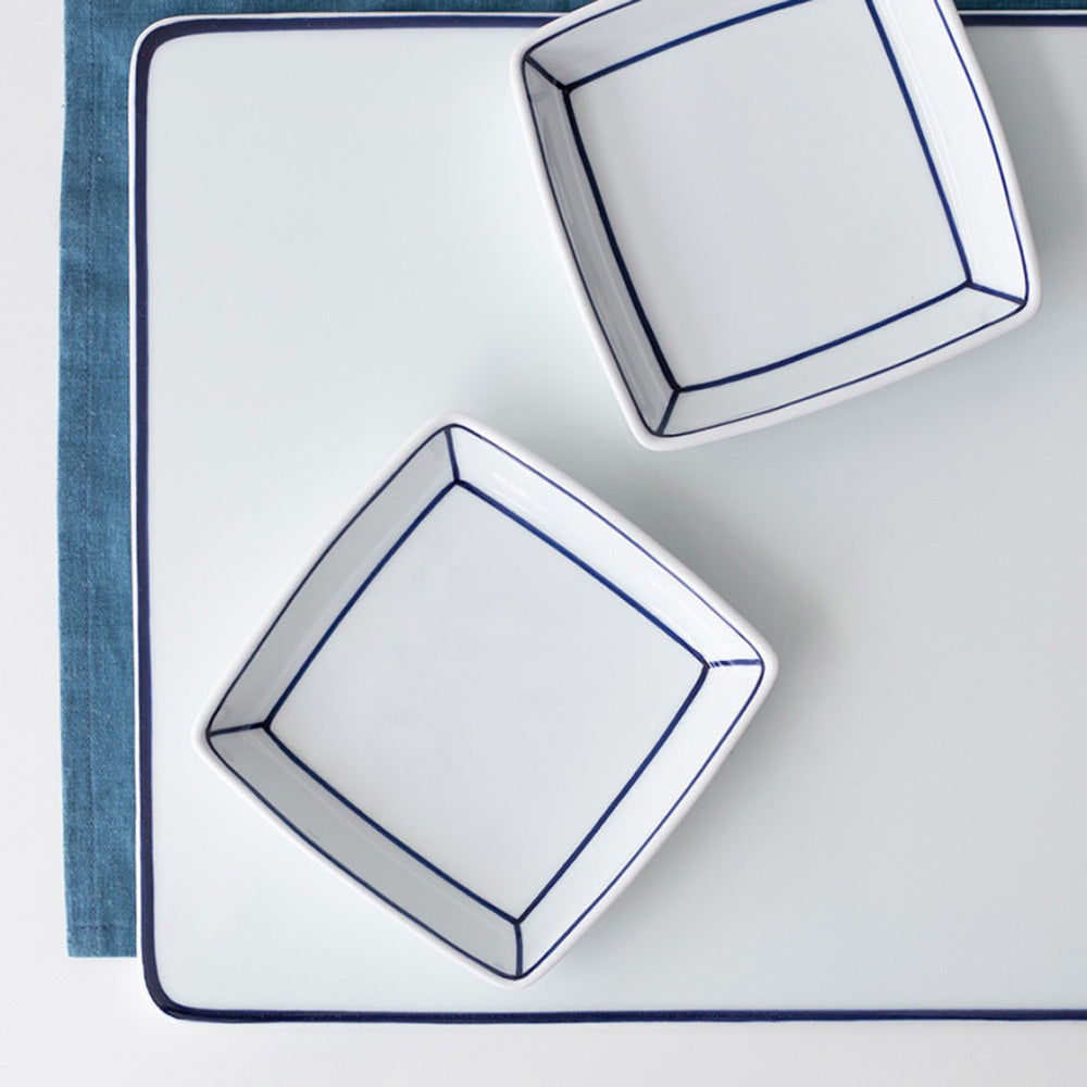 Kim Seok Binn Korean Dinnerware - Blue Line Medium Square Side Dish