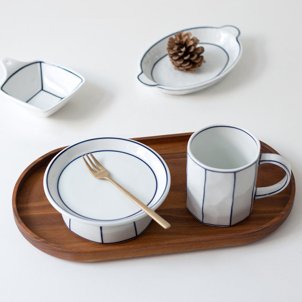 Kim Seok Binn Korean Dinnerware - Blue Line Soban-Style Plate