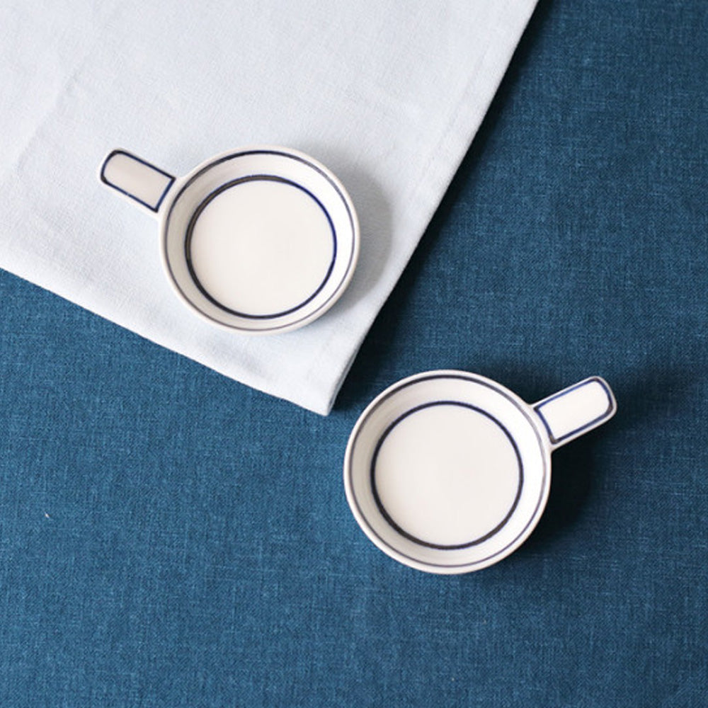 Kim Seok Binn Korean Dinnerware - Blue Line Mini Sauce Dish Pan-Shaped