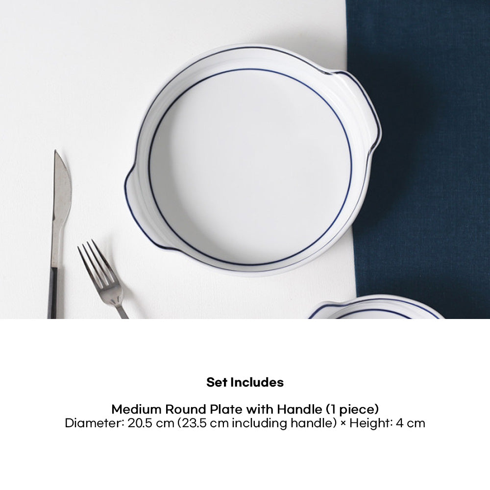 Kim Seok Binn Korean Dinnerware - Blue Line 2-Person Set B (Polygon Rice & Soup Bowls)