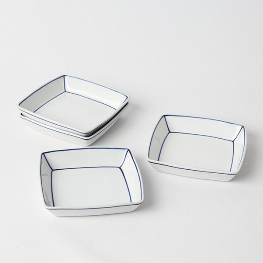 Kim Seok Binn Korean Dinnerware - Blue Line Medium Square Side Dish
