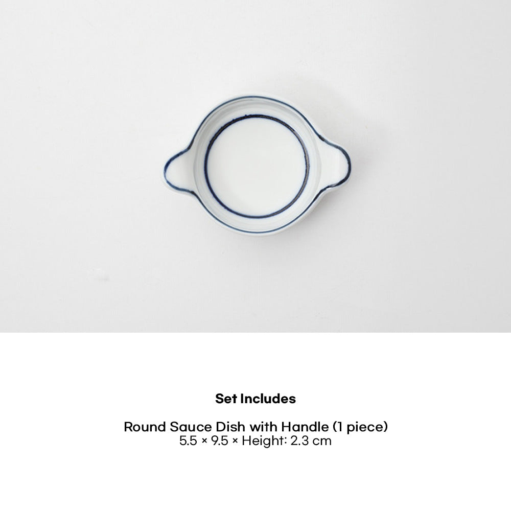 Kim Seok Binn Korean Dinnerware - Blue Line 2-Person Set A (Polygon Rice & Soup Bowls)