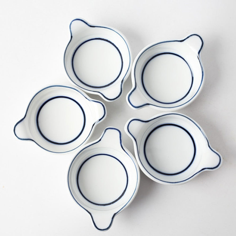 Kim Seok Binn Korean Dinnerware - Blue Line Round Sauce Dish with Handle