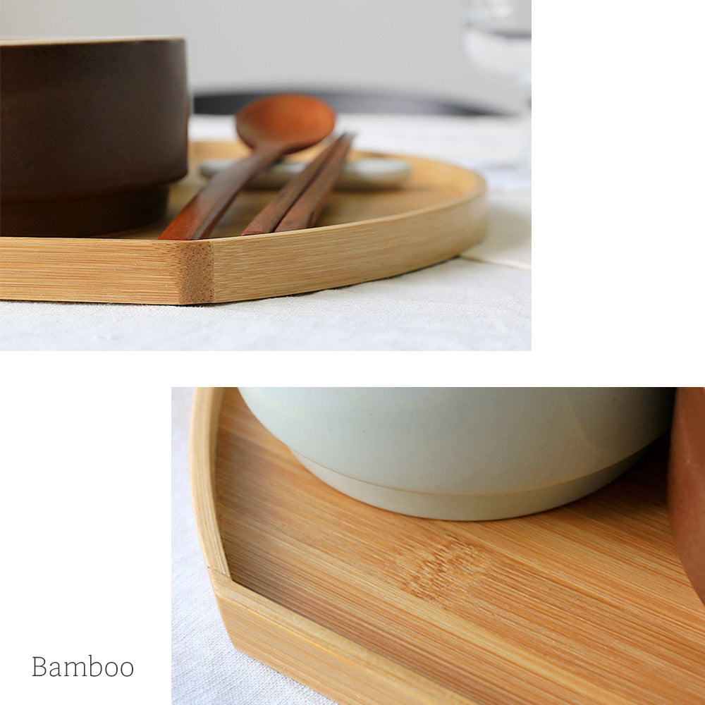 Wooden Serving Tray Shaped Non-Slip Tea Coffee Snack Plate Food Meals Serving Tray - Bamboo