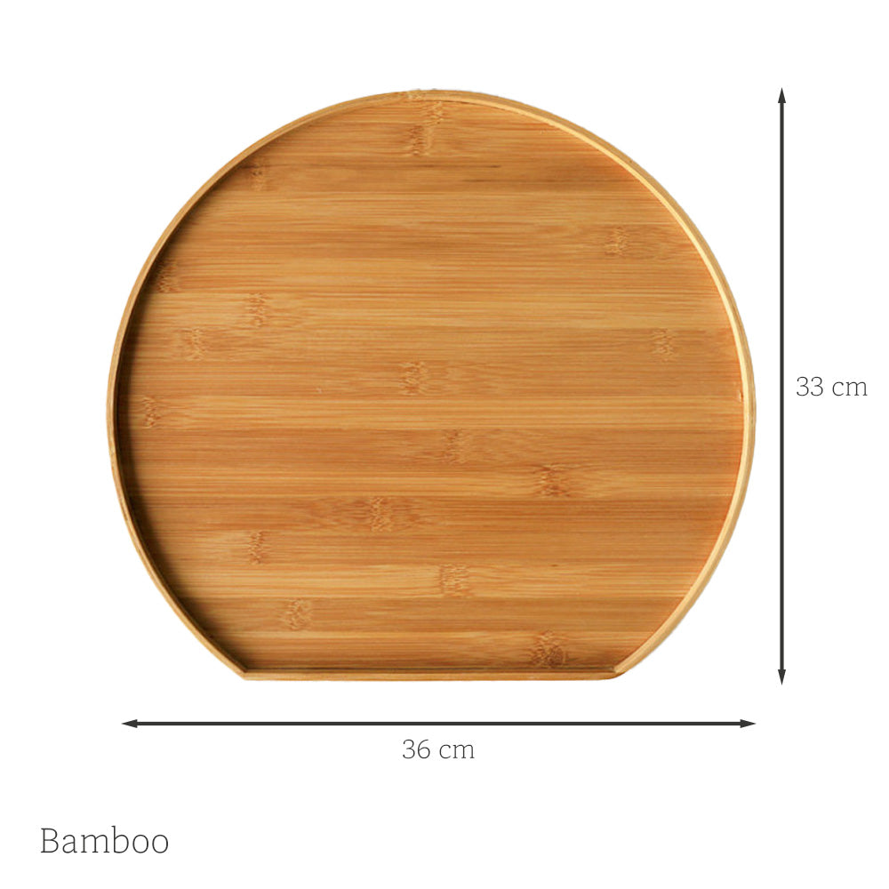 Wooden Serving Tray Shaped Non-Slip Tea Coffee Snack Plate Food Meals Serving Tray - Bamboo