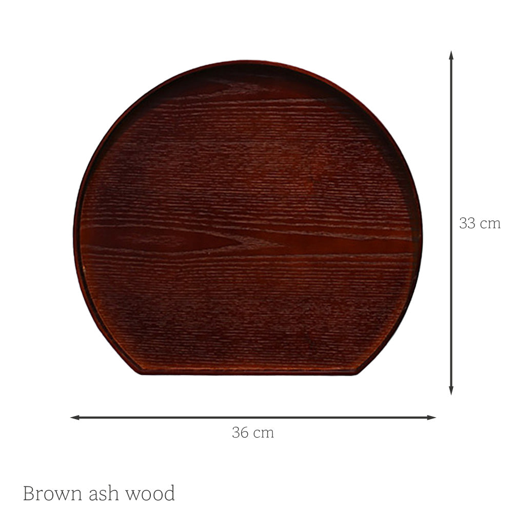 나무 서빙 트레이 모양 미끄럼 방지 차 커피 스낵 접시 음식 식사 서빙 트레이 - 갈색 물푸레나무
