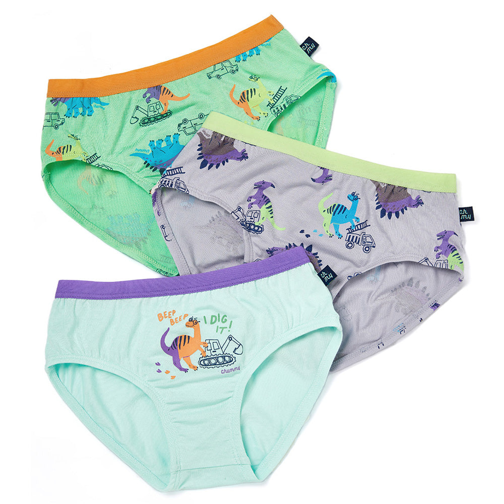 Moonya Moonya Boys Underwear – Tencel Modal Dinosaur Heavy Equipment Briefs (IS03)