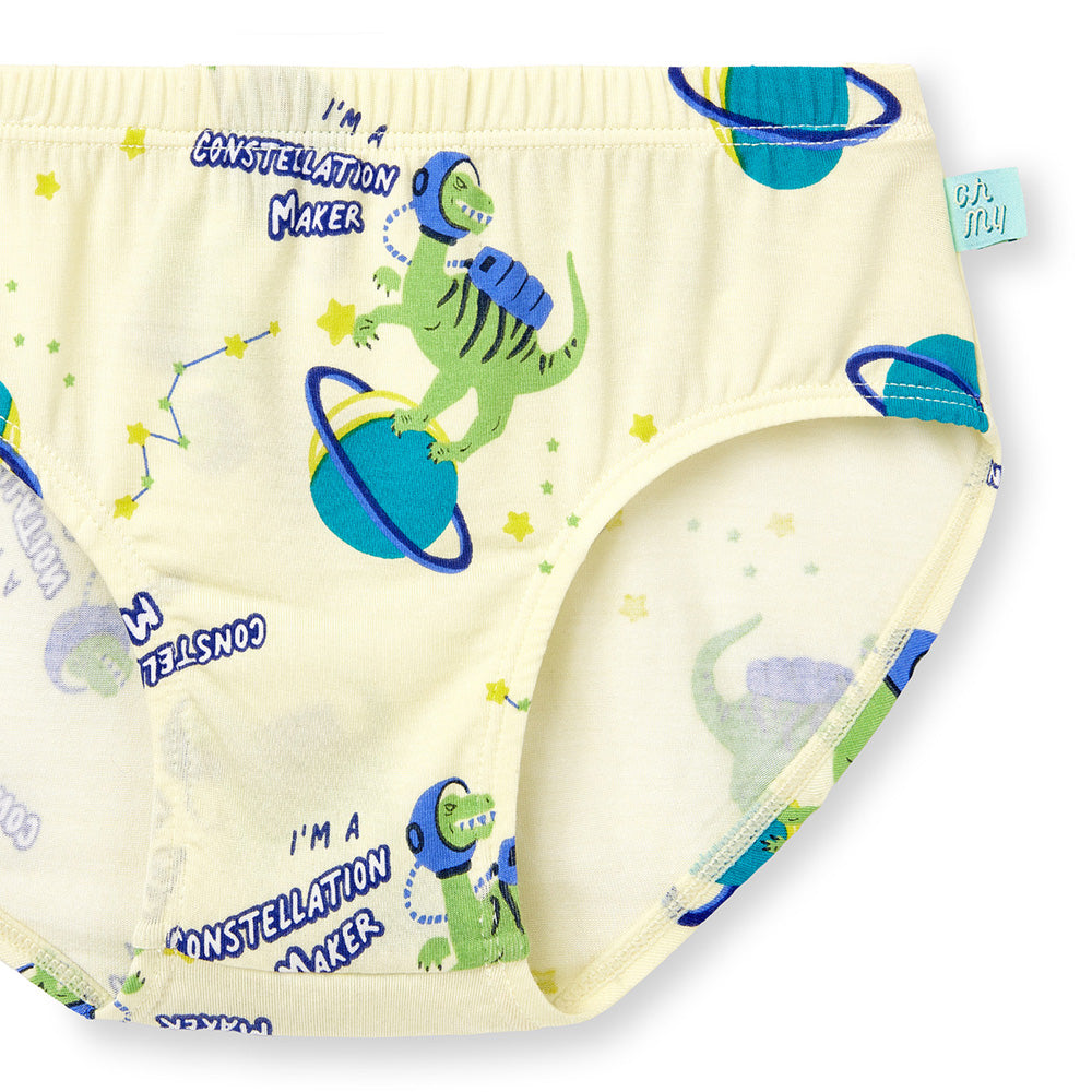 Moonya Moonya Boys Underwear – Tencel Modal Space Dinosaur Check Print Briefs (IS29)