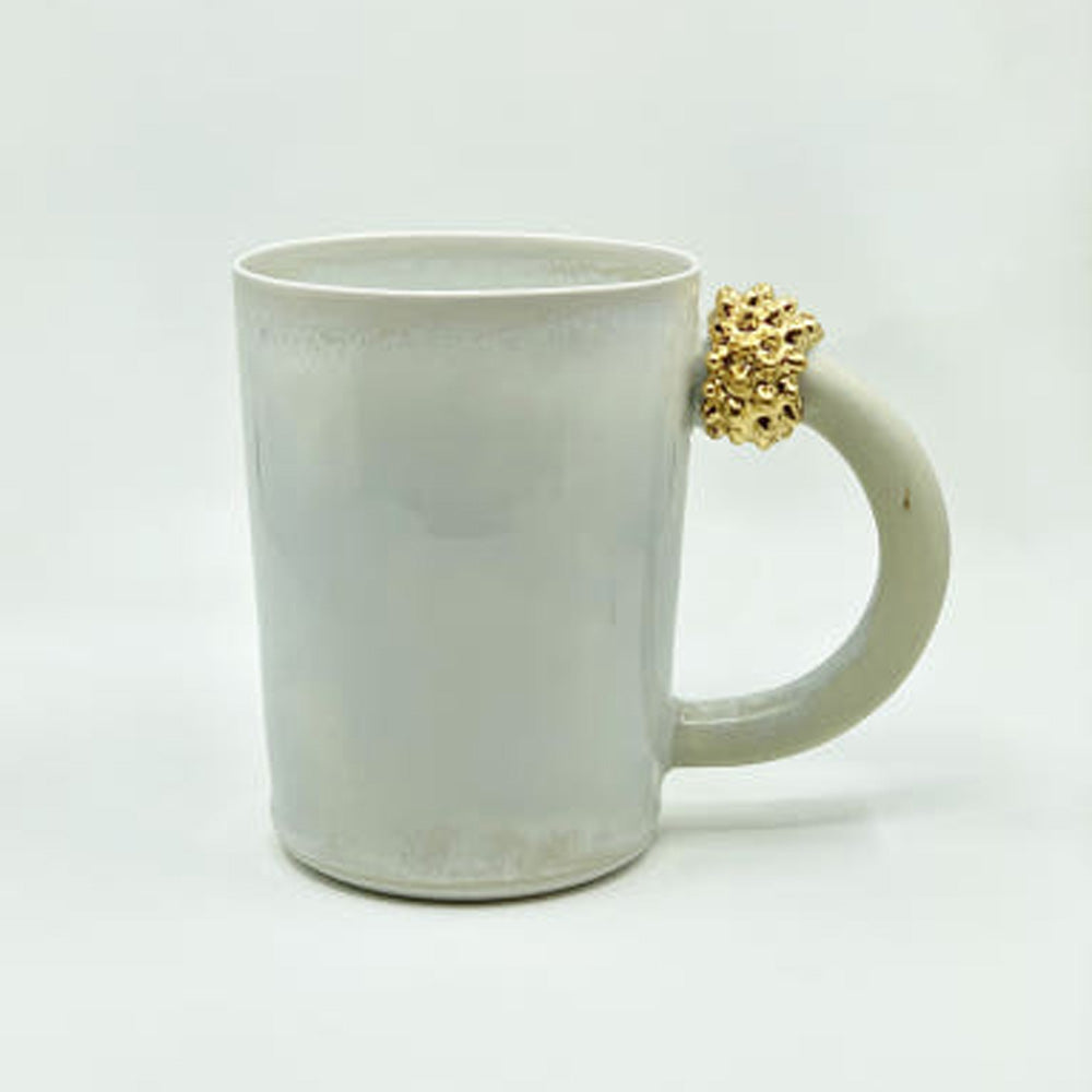 Handmade Ceramic Korean Mug – Thorn Design with Round Handle by Eunyoung Kwon - Cho Eun Sook Gallery