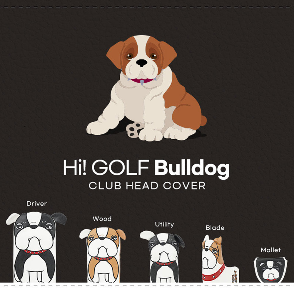 Bulldog Golf Club Headcover – Driver, Wood, Hybrid, Putter covers with Dog Design