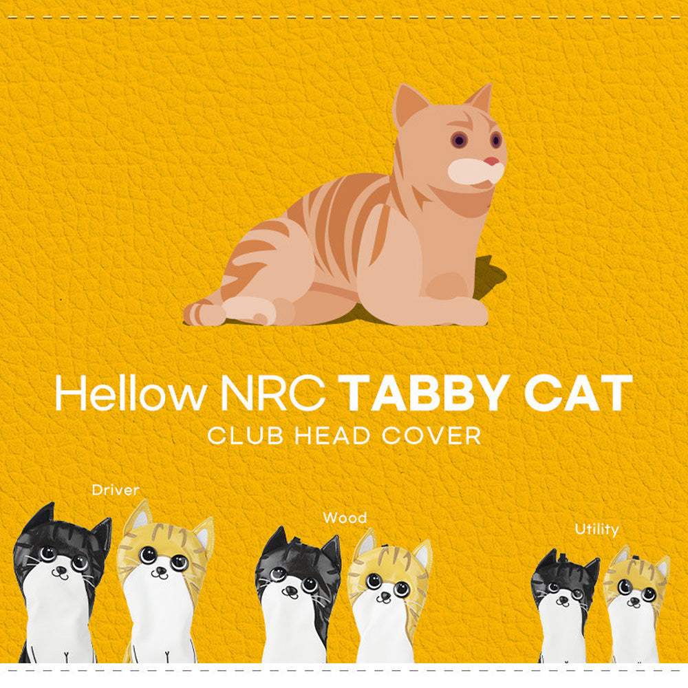 Tabby Cat Golf Club Headcover – Driver, Wood, Hybrid Covers with Cat Design