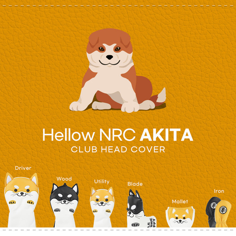 Akita Golf Club Headcover – Driver, Wood, Hybrid, Putter & Iron Covers with Dog Design