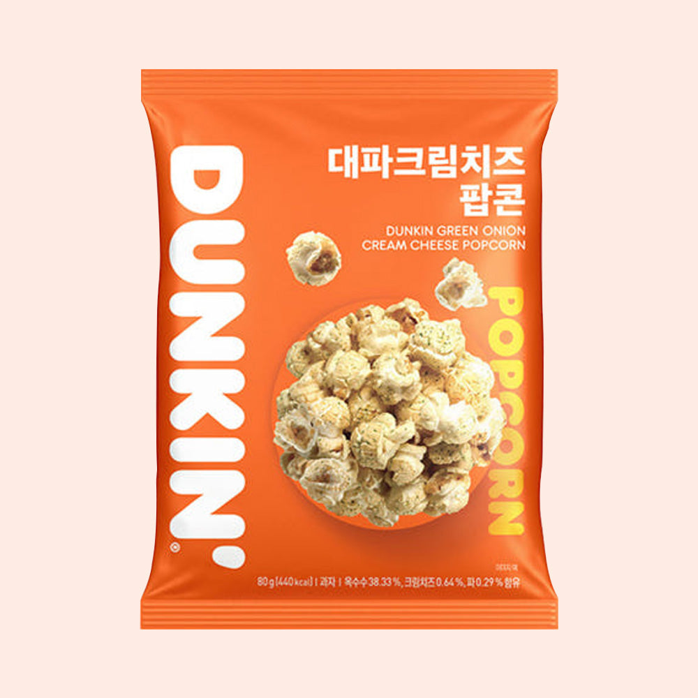 Dunkin Popcorn - Green Onion Cream Cheese Flavor 80g, Brown Cheese 75g (Pack of 10)