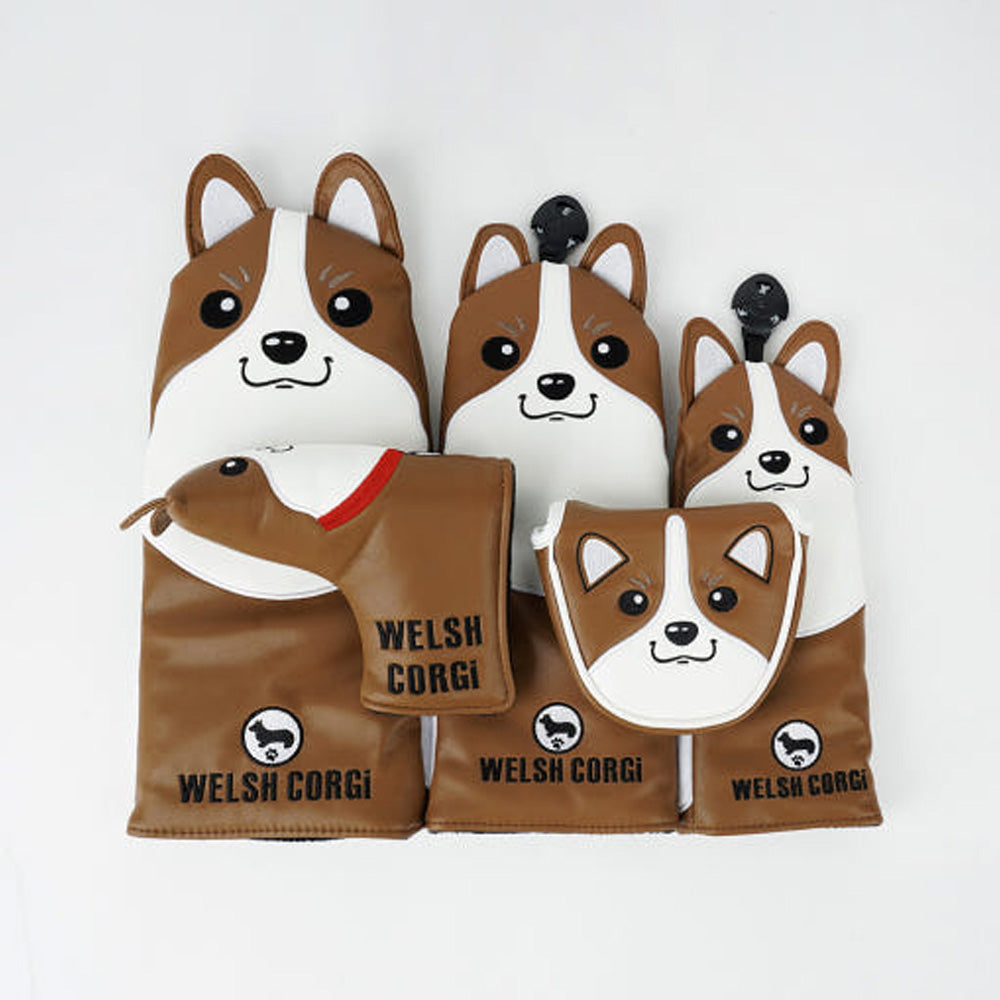 Welsh Corgi Golf Club Headcover – Driver, Wood, Hybrid, Putter Covers with Dog Design