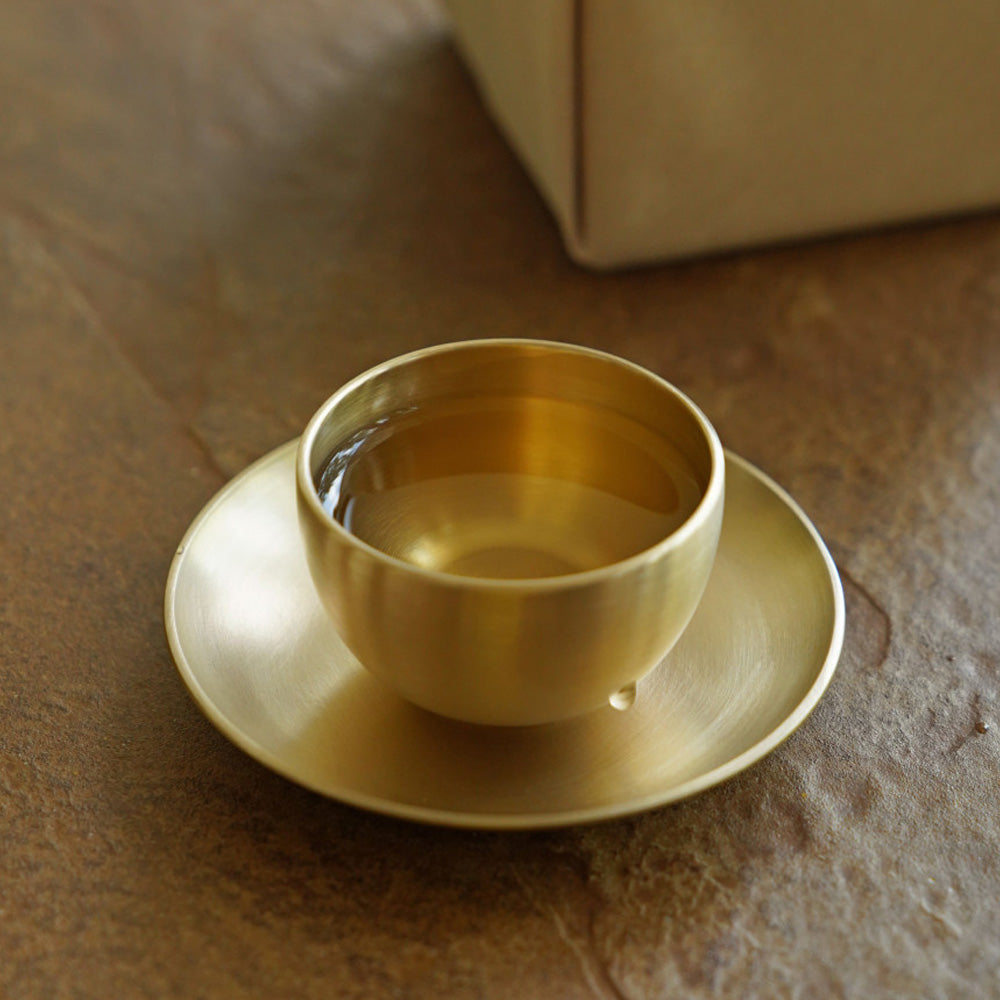 NOTDAM Moon Bangjja Yugi Soju Shot Glasses – Handcrafted Korean Bronze Cups, Set of 2