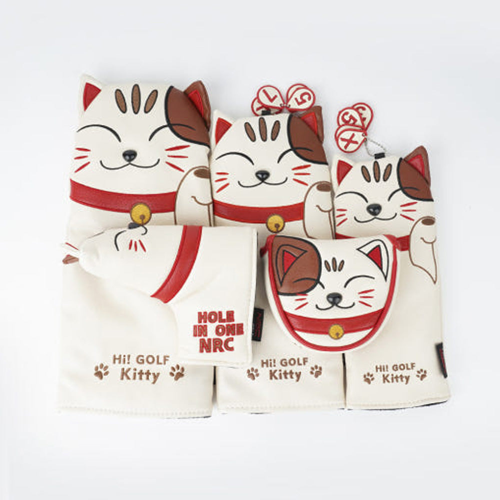Kitty Golf Club Headcover – Driver, Wood, Hybrid, Putter, Iron Covers with Cat Design