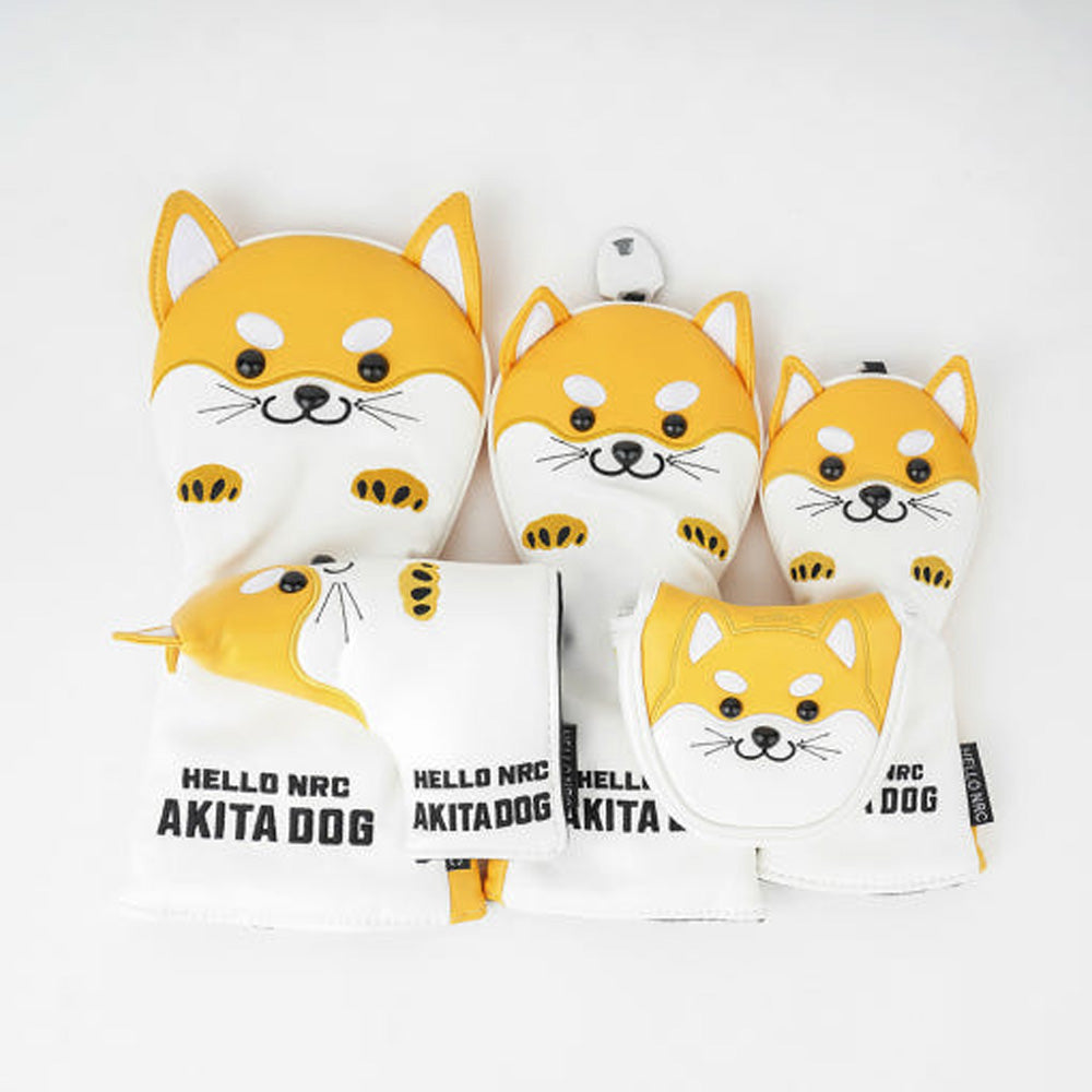 Akita Golf Club Headcover – Driver, Wood, Hybrid, Putter & Iron Covers with Dog Design