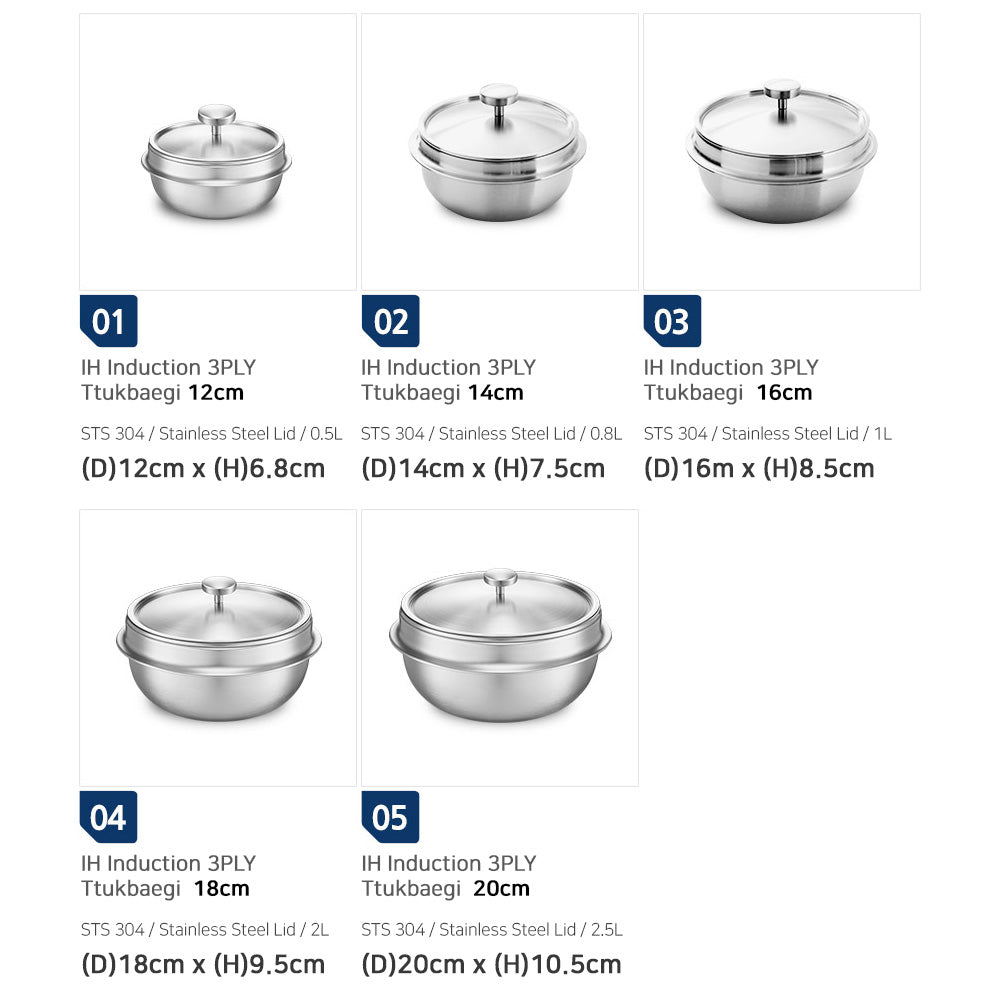 3-Ply Stainless Steel Induction Cookware – Korean Ddukbaegi