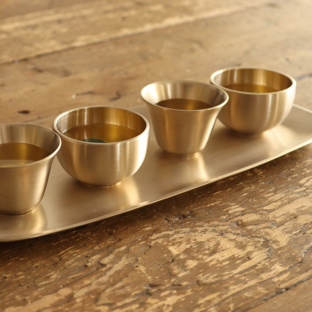 NOTDAM Petal Bangjja Yugi Soju Shot Glasses – Handcrafted Korean Bronze Cups, Set of 2