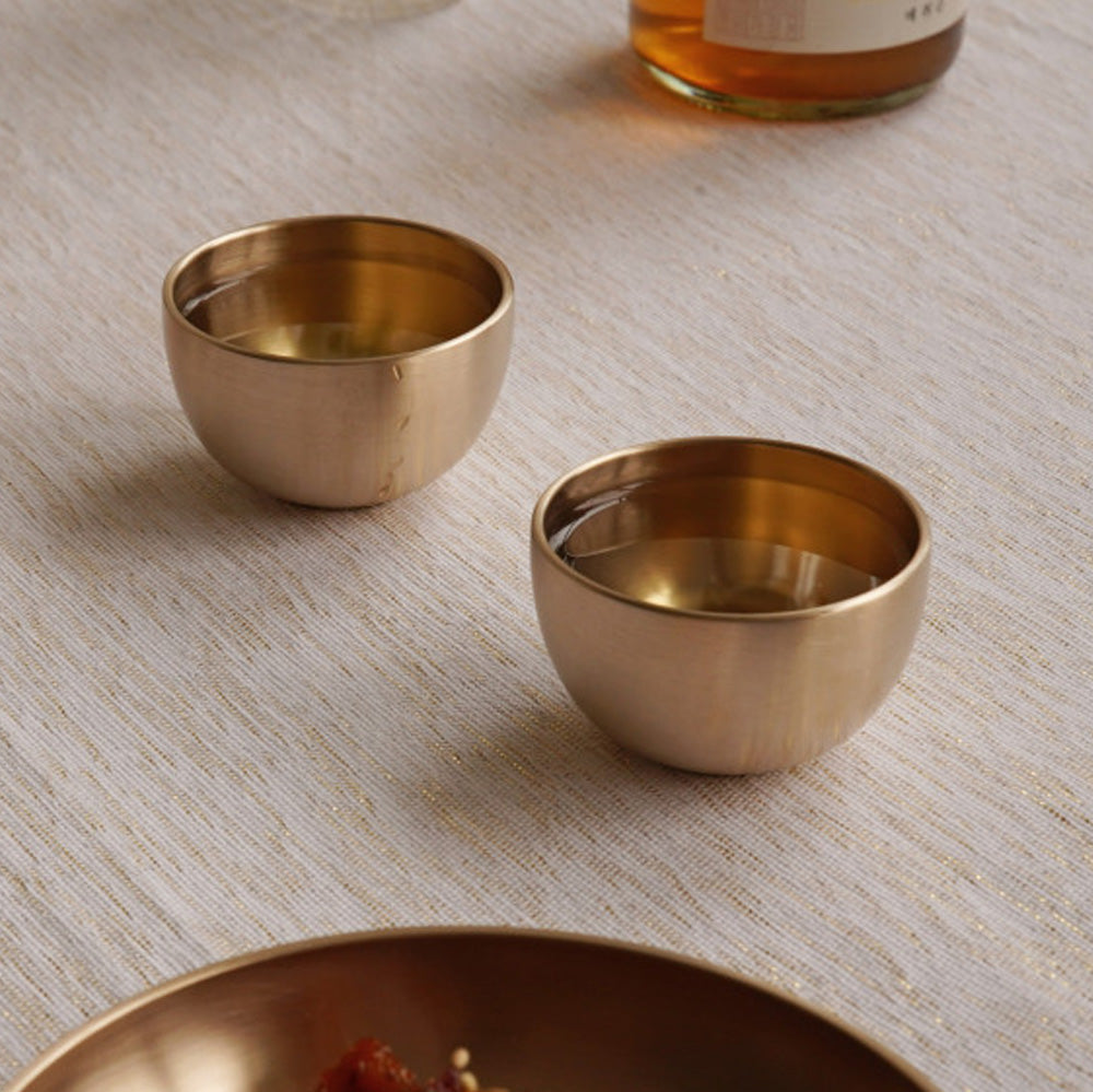 NOTDAM Moon Bangjja Yugi Soju Shot Glasses – Handcrafted Korean Bronze Cups, Set of 2