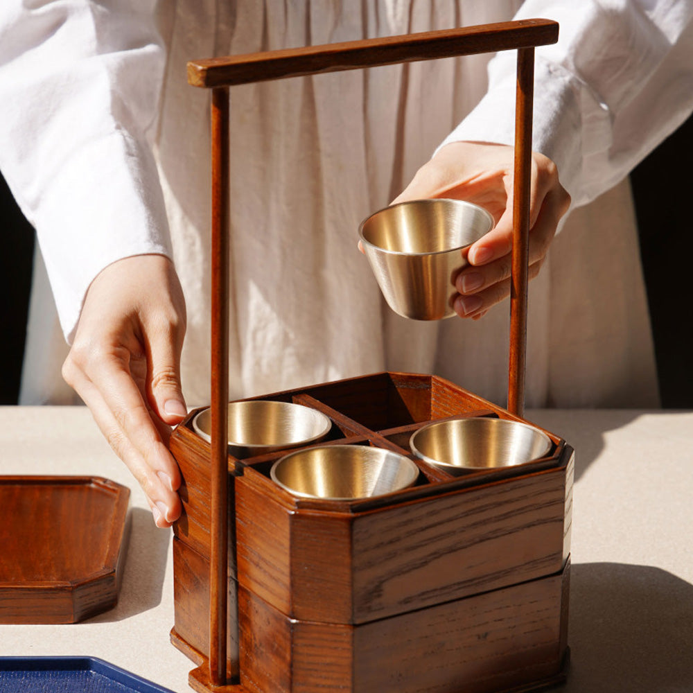 NOTDAM Cool Bangjja Yugi Soju Shot Glasses – Handcrafted Korean Bronze Cups, Set of 2