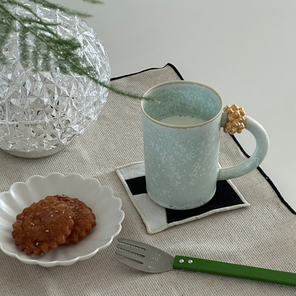 Handmade Ceramic Korean Mug – Thorn Design with Round Handle by Eunyoung Kwon - Cho Eun Sook Gallery