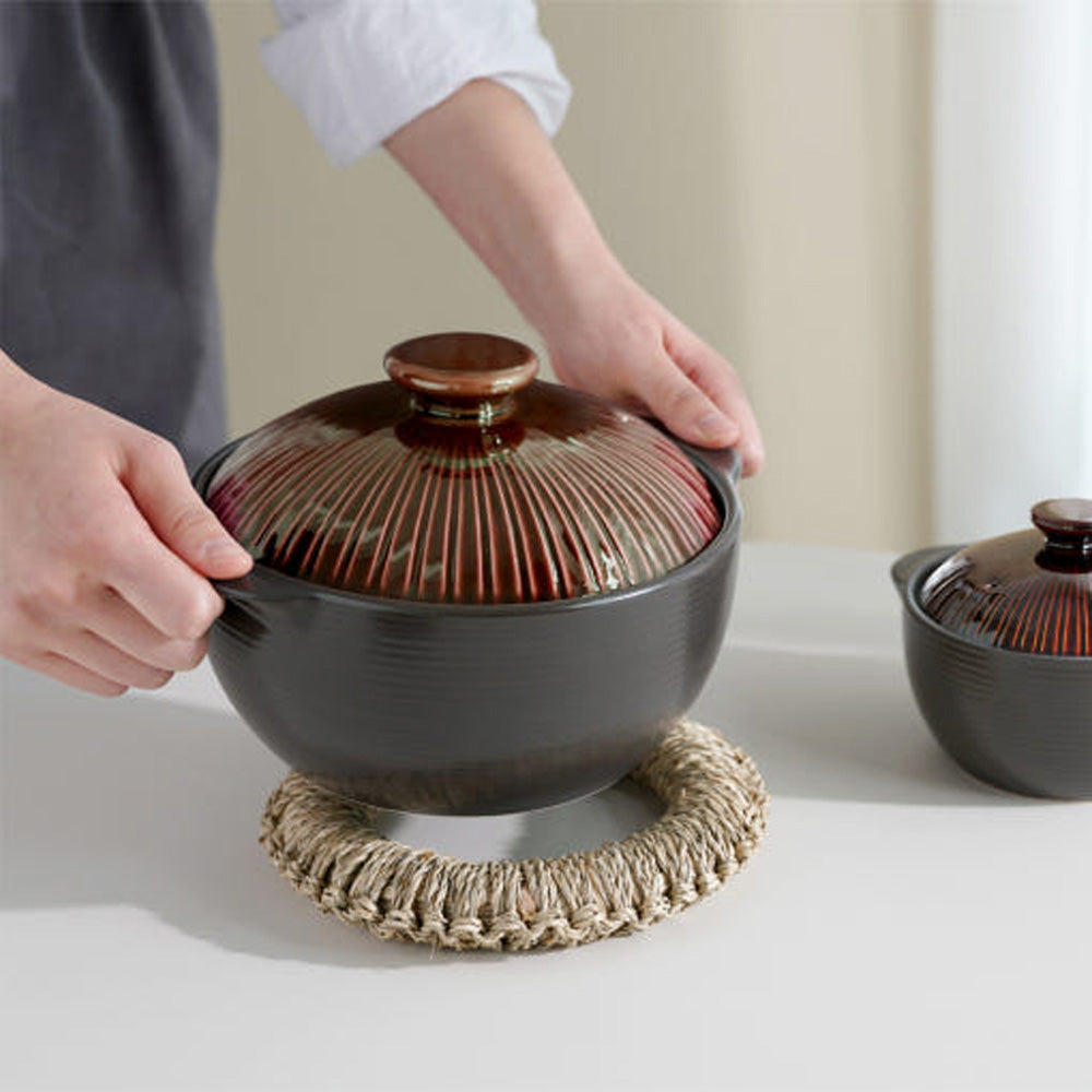 Earthenware Line Pot - Korean Ddukbaegi