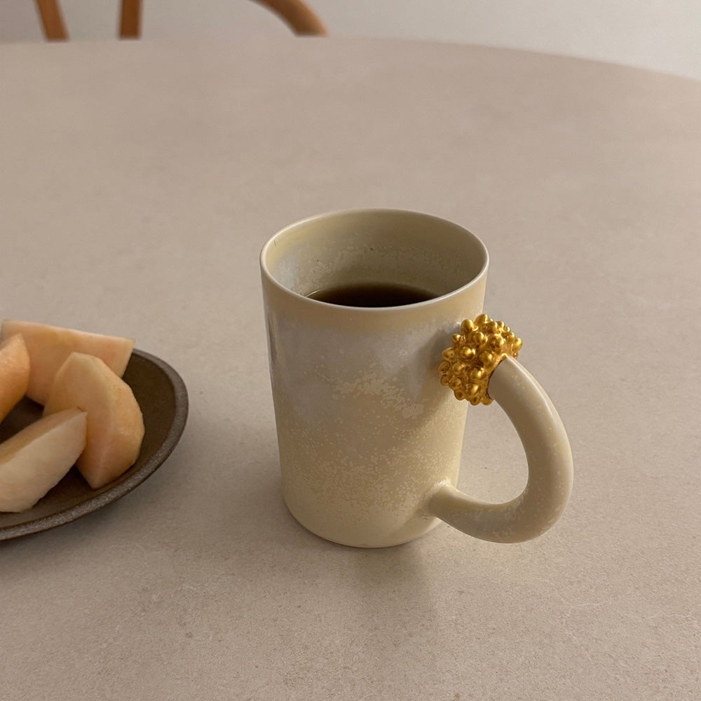 Handmade Ceramic Korean Mug – Thorn Design with Round Handle by Eunyoung Kwon - Cho Eun Sook Gallery