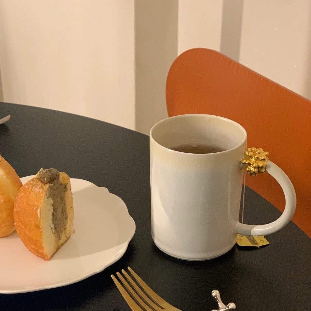 Handmade Ceramic Korean Mug – Thorn Design with Round Handle by Eunyoung Kwon - Cho Eun Sook Gallery