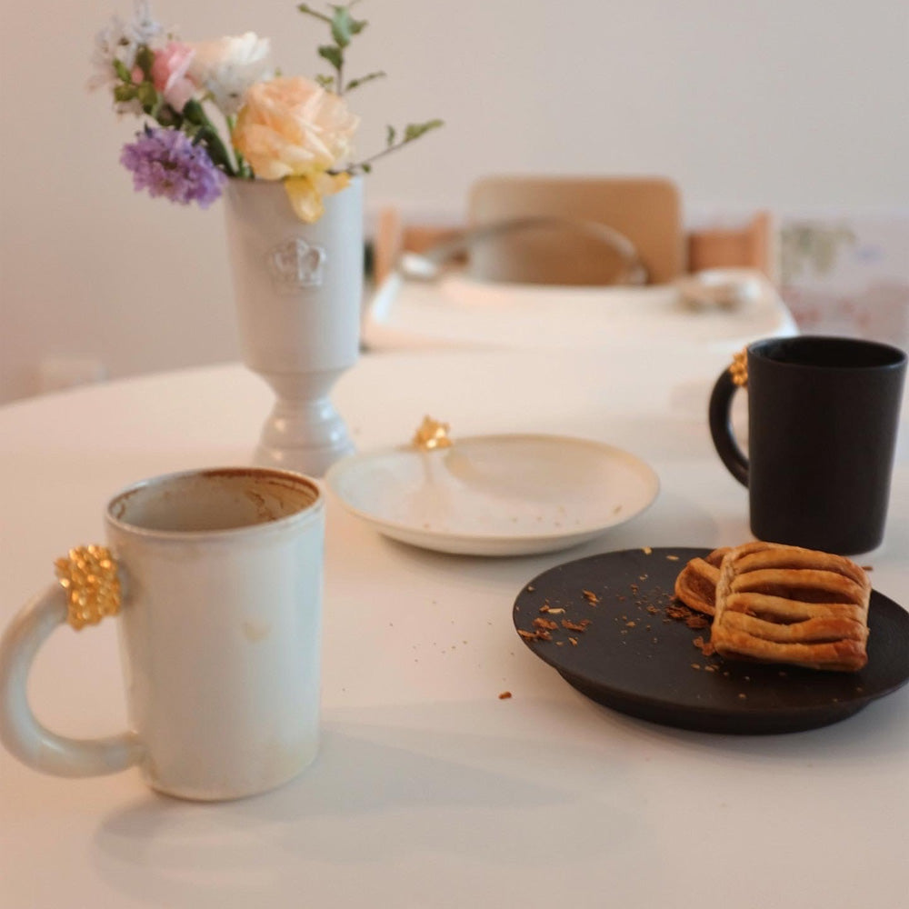 Handmade Ceramic Korean Mug – Thorn Design with Round Handle by Eunyoung Kwon - Cho Eun Sook Gallery