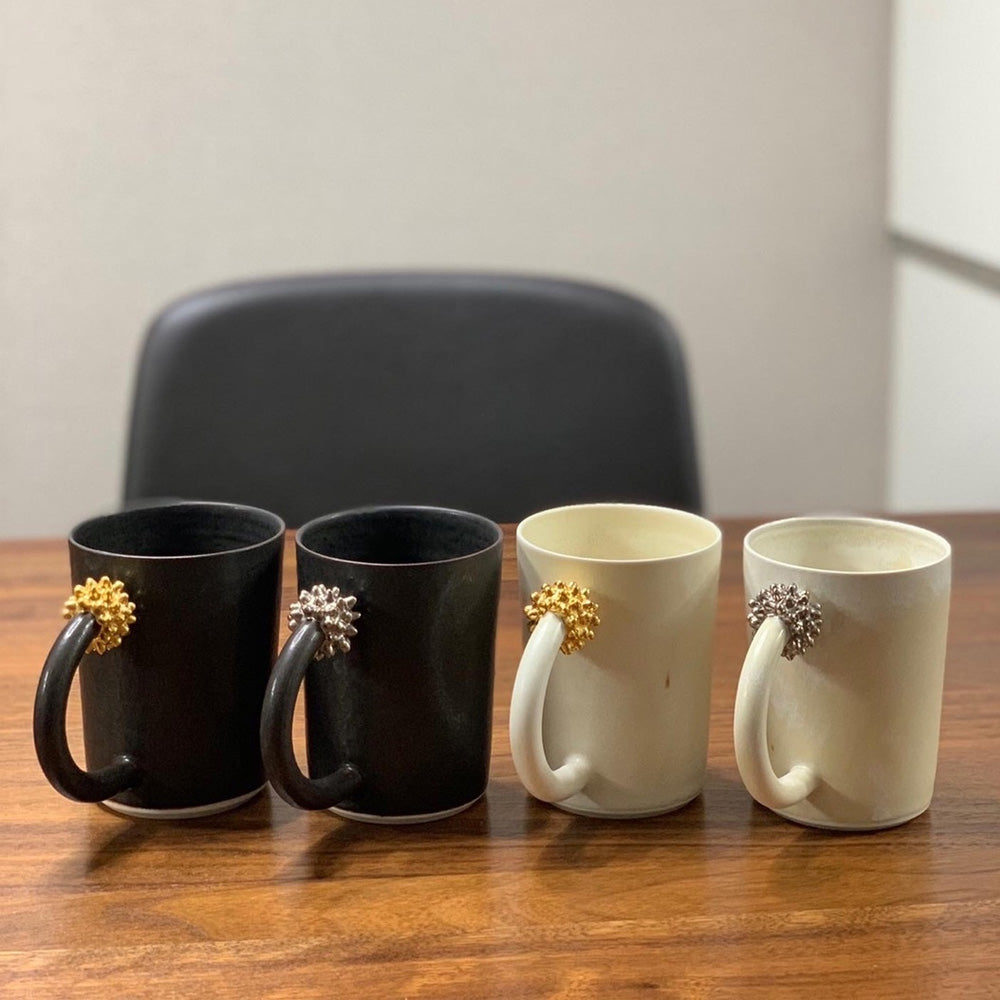 Handmade Ceramic Korean Mug – Thorn Design with Round Handle by Eunyoung Kwon - Cho Eun Sook Gallery