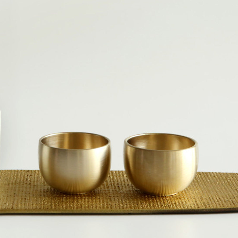 NOTDAM Dew Bangjja Yugi Soju Shot Glasses – Handcrafted Korean Bronze Cups, Set of 2