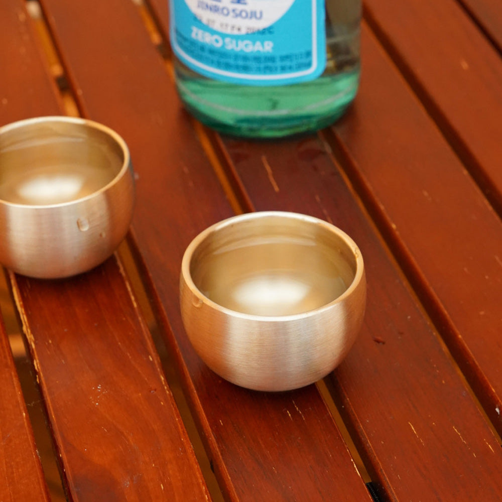 NOTDAM Dew Bangjja Yugi Soju Shot Glasses – Handcrafted Korean Bronze Cups, Set of 2