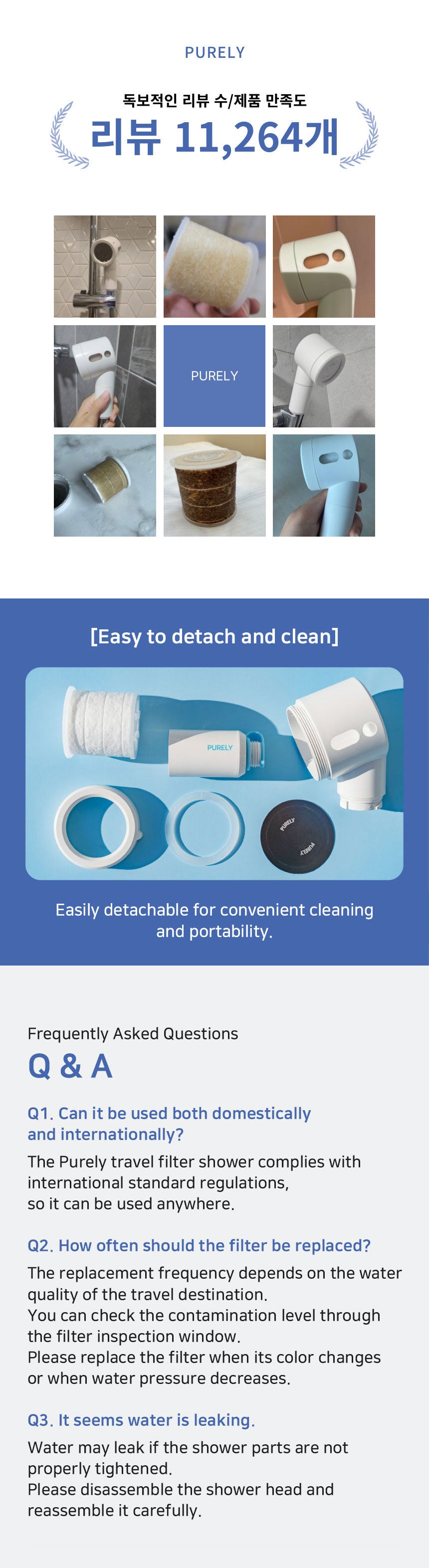 Detailed image of Purely Travel Shower Head Refill Filter 3-pack - korean-Made, Removes Limescale, Rust