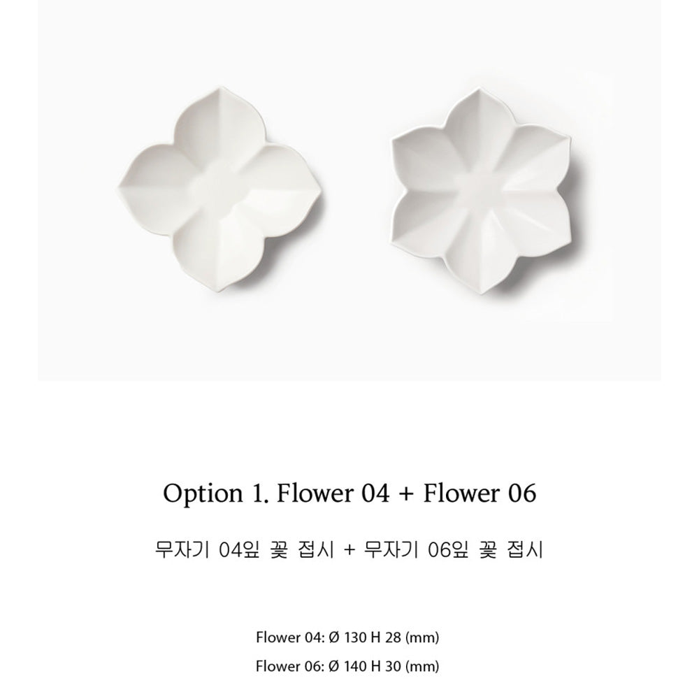 MUJAGI Korean Ceramic Dinnerware Flower Side Dish Plates Set