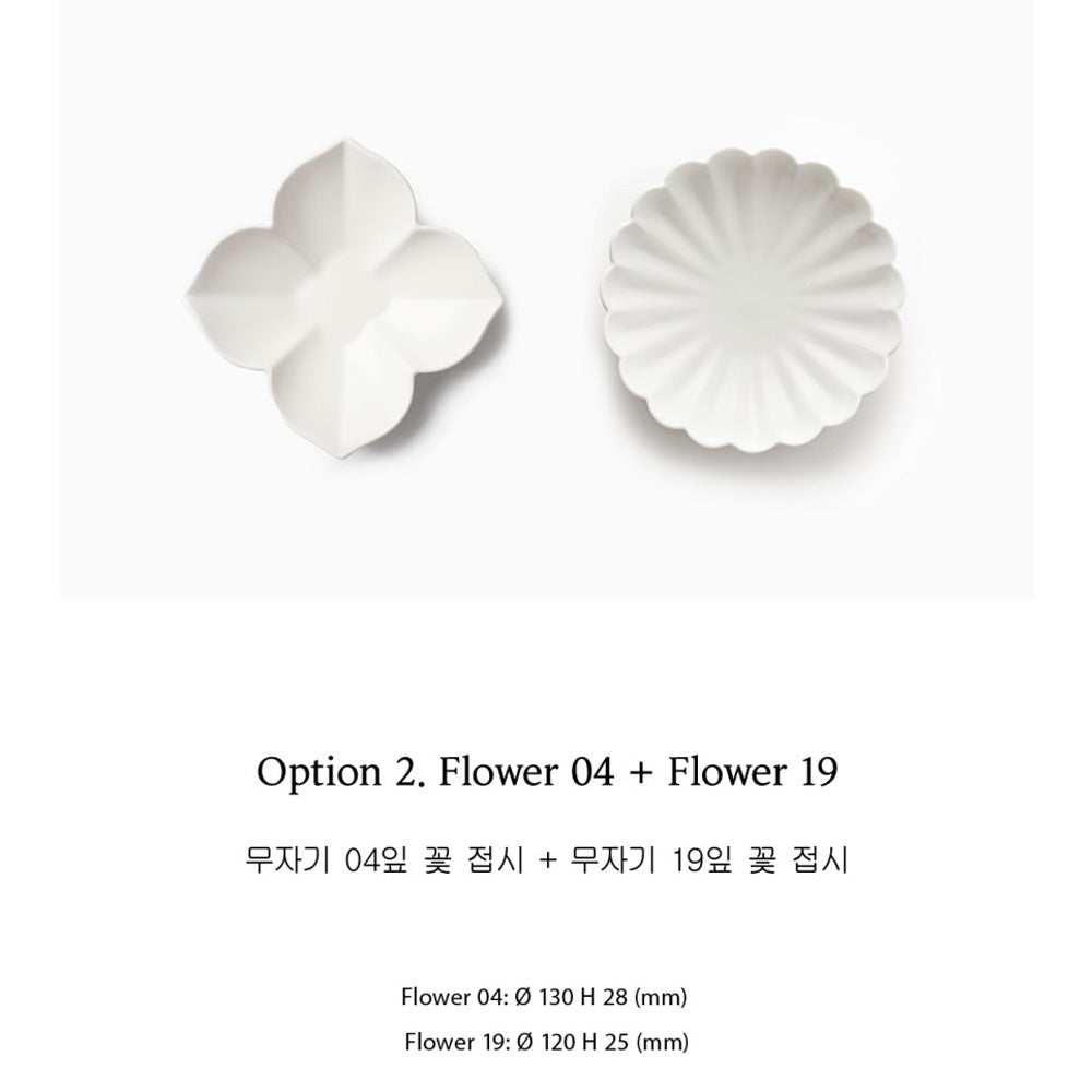 MUJAGI Korean Ceramic Dinnerware Flower Side Dish Plates Set